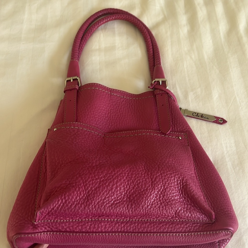 Cole Haan Pink Leather Purse with Braided Leather handles